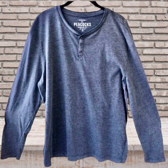 PEACOCKS Ltd from UK Gray Long Sleeve Top Henley Mens XL - Picture 13 of 13